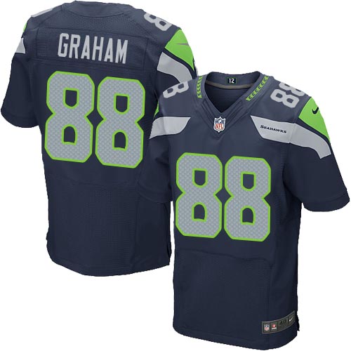 Men's Elite Jimmy Graham Nike Jersey Navy Blue Home - #88 NFL Seattle Seahawks